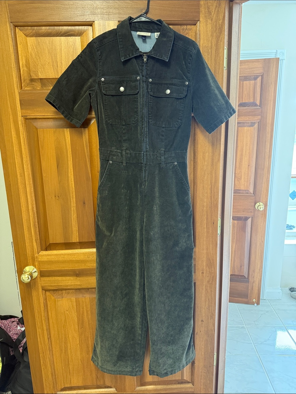 Universal Thread Black Short-Sleeve Corduroy Jumpsuit
